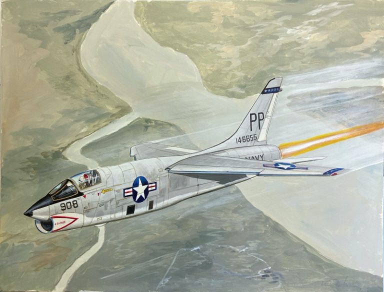 F-8 Crusader Illustrated Paintings - Aviation Art by Lou Drendel