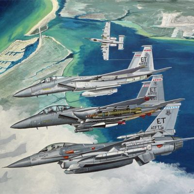 Commissioned by the 40th Flight Test Squadron at Eglin AFB, Florida. This large painting hangs in their headquarters.